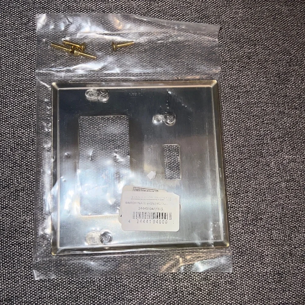 Restoration Hardware Muted Gold Brass Switch Faceplate NWT.
